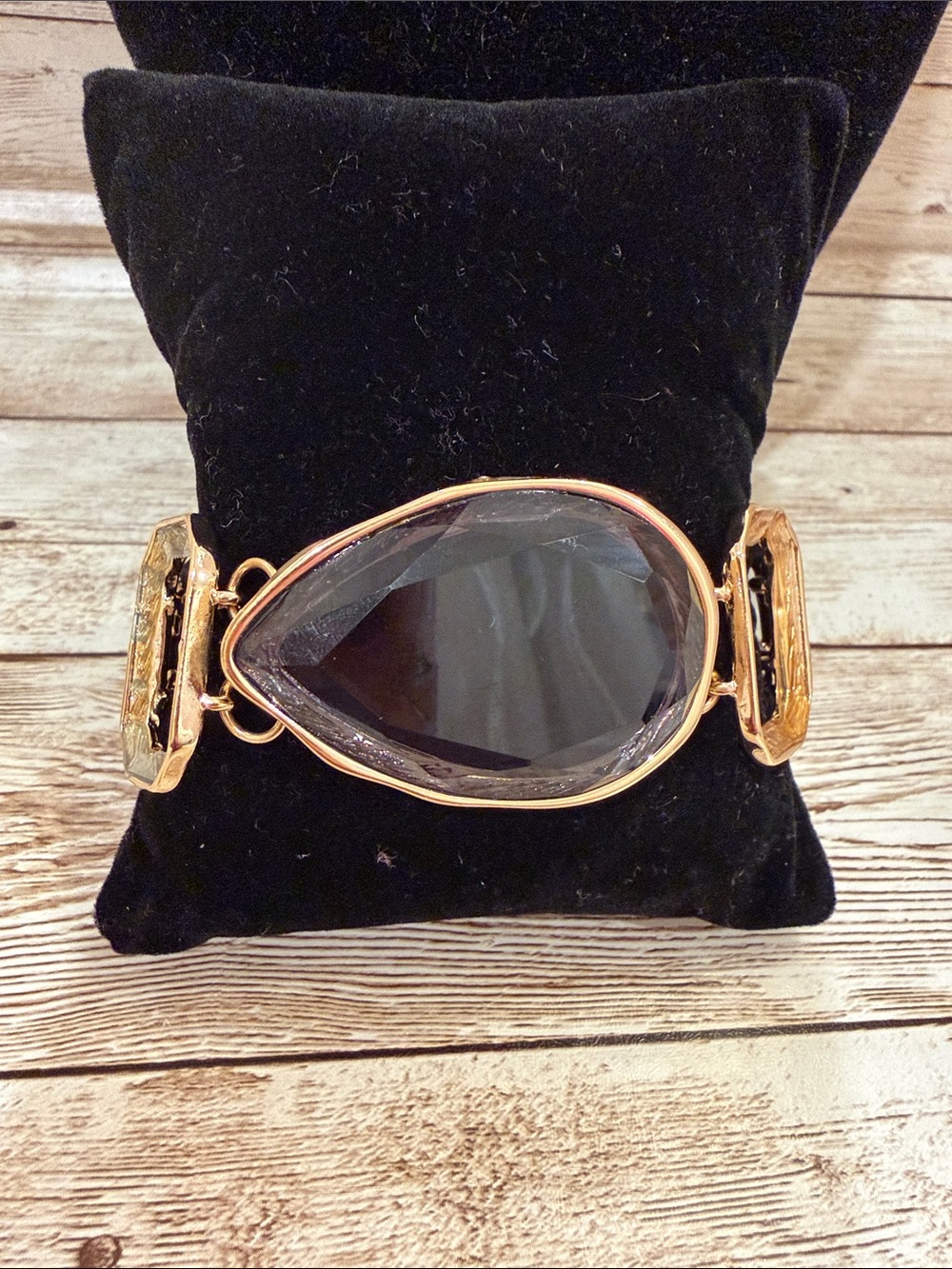 INC International Concepts Gold-Tone Bracelet with Smoky Gray Teardrop Stone